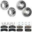 KIT-073024-3671 4-Wheel Set Front and Rear Brake Disc and Pad Kit, Plain Surface 5 Lugs Front-275.84 mm/Rear-261.87 mm Semi-metallic AWD, Includes (4) Brake Disc and (2) Brake Pad Set