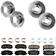 KIT-073024-3672 4-Wheel Set Front and Rear Brake Disc and Pad Kit, Plain Surface 5 Lugs Front-275.84 mm/Rear-261.87 mm Front-Ceramic/Rear-Semi-Metallic AWD, Includes (4) Brake Disc and (2) Brake Pad Set