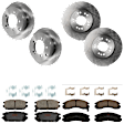 KIT-073024-3673 4-Wheel Set Front and Rear Brake Disc and Pad Kit, Plain Surface 5 Lugs Front-275.84 mm/Rear-261.87 mm Semi-metallic AWD, Includes (4) Brake Disc and (2) Brake Pad Set