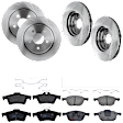 KIT-073024-3743 4-Wheel Set Front and Rear Brake Disc and Pad Kit, Plain Surface 5 Lugs Front-277.88 mm/Rear-279.91 mm Semi-metallic, Includes (4) Brake Disc and (2) Brake Pad Set