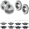 KIT-073024-3746 4-Wheel Set Front and Rear Brake Disc and Pad Kit, Plain Surface 5 Lugs Front-277.88 mm/Rear-279.91 mm Semi-metallic, Includes (4) Brake Disc and (2) Brake Pad Set