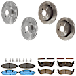 KIT-073024-3771 4-Wheel Set Front and Rear Brake Disc and Pad Kit, Plain Surface 5 Lugs Front-305.05 mm/Rear-294.89 mm Ceramic, Includes (2) Brake Pad Set and (4) Brake Disc