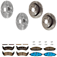 KIT-073024-3772 4-Wheel Set Front and Rear Brake Disc and Pad Kit, Plain Surface 5 Lugs Front-305.05 mm/Rear-294.89 mm Ceramic, Includes (2) Brake Pad Set and (4) Brake Disc