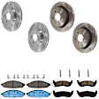 KIT-073024-3777 4-Wheel Set Front and Rear Brake Disc and Pad Kit, Plain Surface 5 Lugs Front-305.05 mm/Rear-294.89 mm Ceramic, Includes (2) Brake Pad Set and (4) Brake Disc