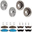 KIT-073024-3778 4-Wheel Set Front and Rear Brake Disc and Pad Kit, Plain Surface 5 Lugs Front-305.05 mm/Rear-294.89 mm Ceramic, Includes (2) Brake Pad Set and (4) Brake Disc