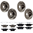KIT-073024-3825 4-Wheel Set Front and Rear Brake Disc and Pad Kit, Plain Surface 5 Lugs Front-344.93 mm/Rear-314.96 mm Ceramic, Includes (2) Brake Pad Set and (4) Brake Disc