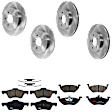 KIT-073024-3840 4-Wheel Set Front and Rear Brake Disc and Pad Kit, Plain Surface 5 Lugs Front-302.77 mm/Rear-302.01 mm Ceramic, Includes (4) Brake Disc and (2) Brake Pad Set