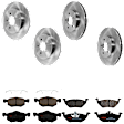 KIT-073024-3841 4-Wheel Set Front and Rear Brake Disc and Pad Kit, Plain Surface 5 Lugs Front-302.77 mm/Rear-302.01 mm Ceramic, Includes (4) Brake Disc and (2) Brake Pad Set