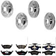 KIT-073024-3852 Front and Rear Brake Disc and Pad Kit, Plain Surface, 5 Lugs, Front-302.77 mm/Rear-302.01 mm, Front-Semi-Metallic/Rear-Ceramic