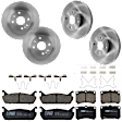 KIT-073024-3905 4-Wheel Set Front and Rear Brake Disc and Pad Kit, Plain Surface 4 Lugs Front-257.05 mm/Rear-250.95 mm Ceramic, Includes (4) Brake Disc and (2) Brake Pad Set