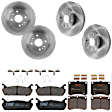 KIT-073024-3907 Front and Rear Brake Disc and Pad Kit, Plain Surface, 4 Lugs, Front-257.05 mm/Rear-250.95 mm, Front-Semi-Metallic/Rear-Ceramic