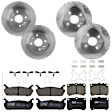 KIT-073024-3915 4-Wheel Set Front and Rear Brake Disc and Pad Kit, Plain Surface 4 Lugs Front-235 mm/Rear-250.95 mm Ceramic, Includes (4) Brake Disc and (2) Brake Pad Set