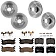 KIT-073024-3925 4-Wheel Set Front and Rear Brake Disc and Pad Kit, Plain Surface 4 Lugs Front-257.05 mm/Rear-250.95 mm Semi-metallic, Includes (4) Brake Disc and (2) Brake Pad Set