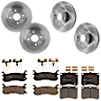 KIT-073024-3926 4-Wheel Set Front and Rear Brake Disc and Pad Kit, Plain Surface 4 Lugs Front-257.05 mm/Rear-250.95 mm Semi-metallic, Includes (4) Brake Disc and (2) Brake Pad Set