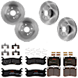 KIT-073024-3932 4-Wheel Set Front and Rear Brake Disc and Pad Kit, Plain Surface 4 Lugs Front-257.05 mm/Rear-250.95 mm Semi-metallic, Includes (4) Brake Disc and (2) Brake Pad Set
