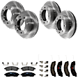 KIT-073024-3935 4-Wheel Set Front and Rear Brake Disc and Pad Kit, Plain Surface 8 Lugs Front-330.96 mm/Rear-325.88 mm Semi-metallic 4WD, Includes (4) Disc and (2) Pad Set