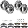 KIT-073024-3937 4-Wheel Set Front and Rear Brake Disc and Pad Kit, Plain Surface 8 Lugs Front-330.96 mm/Rear-325.88 mm Semi-metallic 4WD, Includes (4) Disc and (2) Pad Set