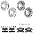 KIT-073024-3940 4-Wheel Set Front and Rear Brake Disc and Pad Kit, Cross-drilled and Slotted 8 Lugs Front-331 mm/Rear-326 mm Semi-metallic 4WD, Includes (4) Brake Disc and (2) Brake Pad Set