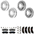 KIT-073024-3941 4-Wheel Set Front and Rear Brake Disc and Pad Kit, Cross-drilled and Slotted 8 Lugs Front-331 mm/Rear-326 mm Semi-metallic 4WD, Includes (4) Brake Disc and (2) Brake Pad Set