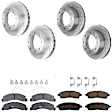 KIT-073024-3943 4-Wheel Set Front and Rear Brake Disc and Pad Kit, Cross-drilled and Slotted 8 Lugs Front-331 mm/Rear-326 mm Semi-metallic 4WD, Includes (4) Brake Disc and (2) Brake Pad Set