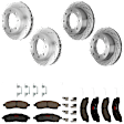 KIT-073024-3944 4-Wheel Set Front and Rear Brake Disc and Pad Kit, Cross-drilled and Slotted 8 Lugs Front-331 mm/Rear-326 mm Semi-metallic 4WD, Includes (4) Brake Disc and (2) Brake Pad Set