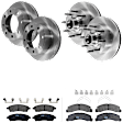 KIT-073024-3946 4-Wheel Set Front and Rear Brake Disc and Pad Kit, Plain Surface 8 Lugs Front-330.96 mm/Rear-325.88 mm Semi-metallic RWD, Includes (4) Brake Disc and (2) Brake Pad Set