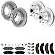 KIT-073024-3953 4-Wheel Set Front and Rear Brake Disc and Pad Kit, Cross-drilled and Slotted 8 Lugs Front-331 mm/Rear-326 mm Semi-metallic RWD, Includes (4) Brake Disc and (2) Brake Pad Set