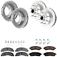 KIT-073024-3955 4-Wheel Set Front and Rear Brake Disc and Pad Kit, Cross-drilled and Slotted 8 Lugs Front-331 mm/Rear-326 mm Semi-metallic RWD, Includes (4) Brake Disc and (2) Brake Pad Set