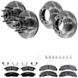 KIT-073024-3958 4-Wheel Set Front and Rear Brake Disc and Pad Kit, Plain Surface 8 Lugs Front-330.96 mm/Rear-325.88 mm Semi-metallic RWD, Includes (4) Brake Disc and (2) Brake Pad Set