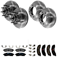 KIT-073024-3959 4-Wheel Set Front and Rear Brake Disc and Pad Kit, Plain Surface 8 Lugs Front-330.96 mm/Rear-325.88 mm Semi-metallic RWD, Includes (4) Brake Disc and (2) Brake Pad Set