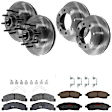KIT-073024-3961 4-Wheel Set Front and Rear Brake Disc and Pad Kit, Plain Surface 8 Lugs Front-330.96 mm/Rear-325.88 mm Semi-metallic RWD, Includes (4) Brake Disc and (2) Brake Pad Set