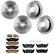 KIT-073024-3972 4-Wheel Set Front and Rear Brake Disc and Pad Kit, Plain Surface 5 Lugs Front-308.2 mm/Rear-334.01 mm Ceramic RWD, Includes (4) Brake Disc and (2) Brake Pad Set