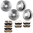 KIT-073024-3976 4-Wheel Set Front and Rear Brake Disc and Pad Kit, Plain Surface 5 Lugs Front-308.2 mm/Rear-334.01 mm Front-Ceramic/Rear-Semi-Metallic RWD, Includes (4) Brake Disc and (2) Brake Pad Set