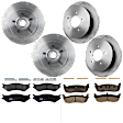 KIT-073024-3977 4-Wheel Set Front and Rear Brake Disc and Pad Kit, Plain Surface 5 Lugs Front-308.2 mm/Rear-334.01 mm Semi-metallic RWD, Includes (4) Brake Disc and (2) Brake Pad Set
