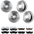 KIT-073024-3981 4-Wheel Set Front and Rear Brake Disc and Pad Kit, Plain Surface 5 Lugs Front-308.2 mm/Rear-334.01 mm Semi-metallic RWD, Includes (4) Brake Disc and (2) Brake Pad Set