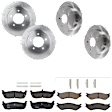 KIT-073024-3997 4-Wheel Set Front and Rear Brake Disc and Pad Kit, Plain Surface 5 Lugs Front-308 mm/Rear-334.01 mm Front-Semi-Metallic/Rear-Ceramic 4WD, Includes (2) Brake Pad Set and (4) Brake Disc