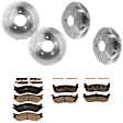 KIT-073024-3998 4-Wheel Set Front and Rear Brake Disc and Pad Kit, Plain Surface 5 Lugs Front-308 mm/Rear-334.01 mm Front-Ceramic/Rear-Semi-Metallic 4WD, Includes (2) Brake Pad Set and (4) Brake Disc