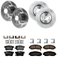 KIT-073024-399 4-Wheel Set Front and Rear Brake Disc and Pad Kit, Plain Surface 5 Lugs Front-309.88 mm/Rear-281.94 mm Ceramic, Includes (4) Brake Disc and (2) Brake Pad Set