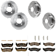 KIT-073024-4000 4-Wheel Set Front and Rear Brake Disc and Pad Kit, Plain Surface 5 Lugs Front-308 mm/Rear-334.01 mm Semi-metallic 4WD, Includes (2) Brake Pad Set and (4) Brake Disc
