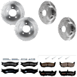 KIT-073024-4003 4-Wheel Set Front and Rear Brake Disc and Pad Kit, Plain Surface 5 Lugs Front-308 mm/Rear-334.01 mm Semi-metallic 4WD, Includes (2) Brake Pad Set and (4) Brake Disc