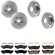 KIT-073024-4029 4-Wheel Set Front and Rear Brake Disc and Pad Kit, Plain Surface 5 Lugs Front-308 mm/Rear-334.01 mm Semi-metallic RWD, Includes (2) Brake Pad Set and (4) Brake Disc