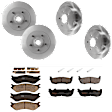 KIT-073024-4032 4-Wheel Set Front and Rear Brake Disc and Pad Kit, Plain Surface 5 Lugs Front-308 mm/Rear-334.01 mm Front-Ceramic/Rear-Semi-Metallic RWD, Includes (2) Brake Pad Set and (4) Brake Disc