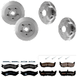 KIT-073024-4033 4-Wheel Set Front and Rear Brake Disc and Pad Kit, Plain Surface 5 Lugs Front-308 mm/Rear-334.01 mm Semi-metallic RWD, Includes (2) Brake Pad Set and (4) Brake Disc