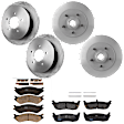 KIT-073024-4040 4-Wheel Set Front and Rear Brake Disc and Pad Kit, Plain Surface 5 Lugs Front-308 mm/Rear-334.01 mm Ceramic RWD, Includes (4) Brake Disc and (2) Brake Pad Set