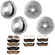 KIT-073024-4044 4-Wheel Set Front and Rear Brake Disc and Pad Kit, Plain Surface 5 Lugs Front-308 mm/Rear-334.01 mm Front-Ceramic/Rear-Semi-Metallic RWD, Includes (4) Brake Disc and (2) Brake Pad Set