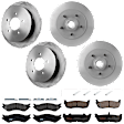 KIT-073024-4048 4-Wheel Set Front and Rear Brake Disc and Pad Kit, Plain Surface 5 Lugs Front-308 mm/Rear-334.01 mm Semi-metallic RWD, Includes (4) Brake Disc and (2) Brake Pad Set