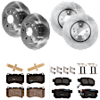KIT-073024-404 Front and Rear Brake Disc and Pad Kit, Plain Surface, 5 Lugs, Front-309.88 mm/Rear-281.94 mm, Front-Semi-Metallic/Rear-Ceramic