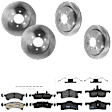 KIT-073024-4068 4-Wheel Set Front and Rear Brake Disc and Pad Kit, Plain Surface 6 Lugs Front-329.95 mm/Rear-341.88 mm Semi-metallic, Includes (2) Brake Pad Set and (4) Brake Disc
