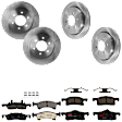 KIT-073024-4071 Front and Rear Brake Disc and Pad Kit, Plain Surface, 6 Lugs, Front-329.95 mm/Rear-341.88 mm, Front-Ceramic/Rear-Semi-Metallic