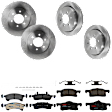 KIT-073024-4072 4-Wheel Set Front and Rear Brake Disc and Pad Kit, Plain Surface 6 Lugs Front-329.95 mm/Rear-341.88 mm Semi-metallic, Includes (2) Brake Pad Set and (4) Brake Disc